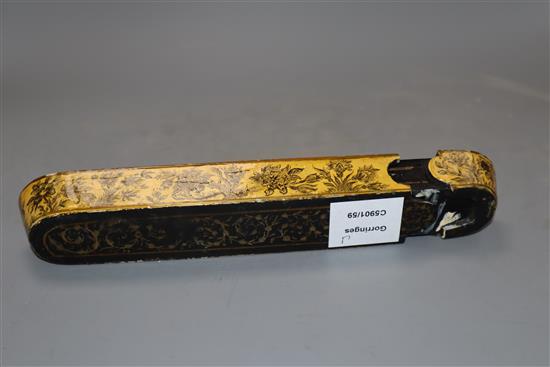 A painted wood scribes box, length 25cm